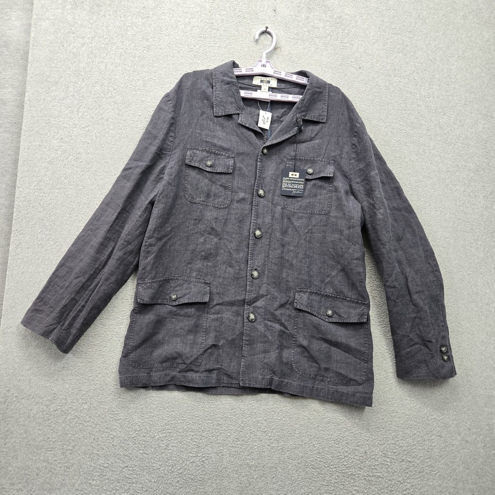 Joseph Abboud Men Jacket XL Gray Linen Shacket Lined Lightweight Button Up NWT